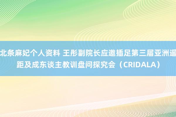 北条麻妃个人资料 王彤副院长应邀插足第三届亚洲遥距及成东谈主教训盘问探究会（CRIDALA）