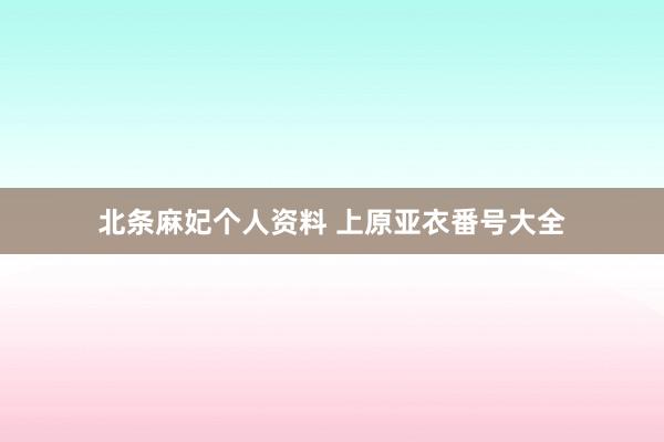 北条麻妃个人资料 上原亚衣番号大全